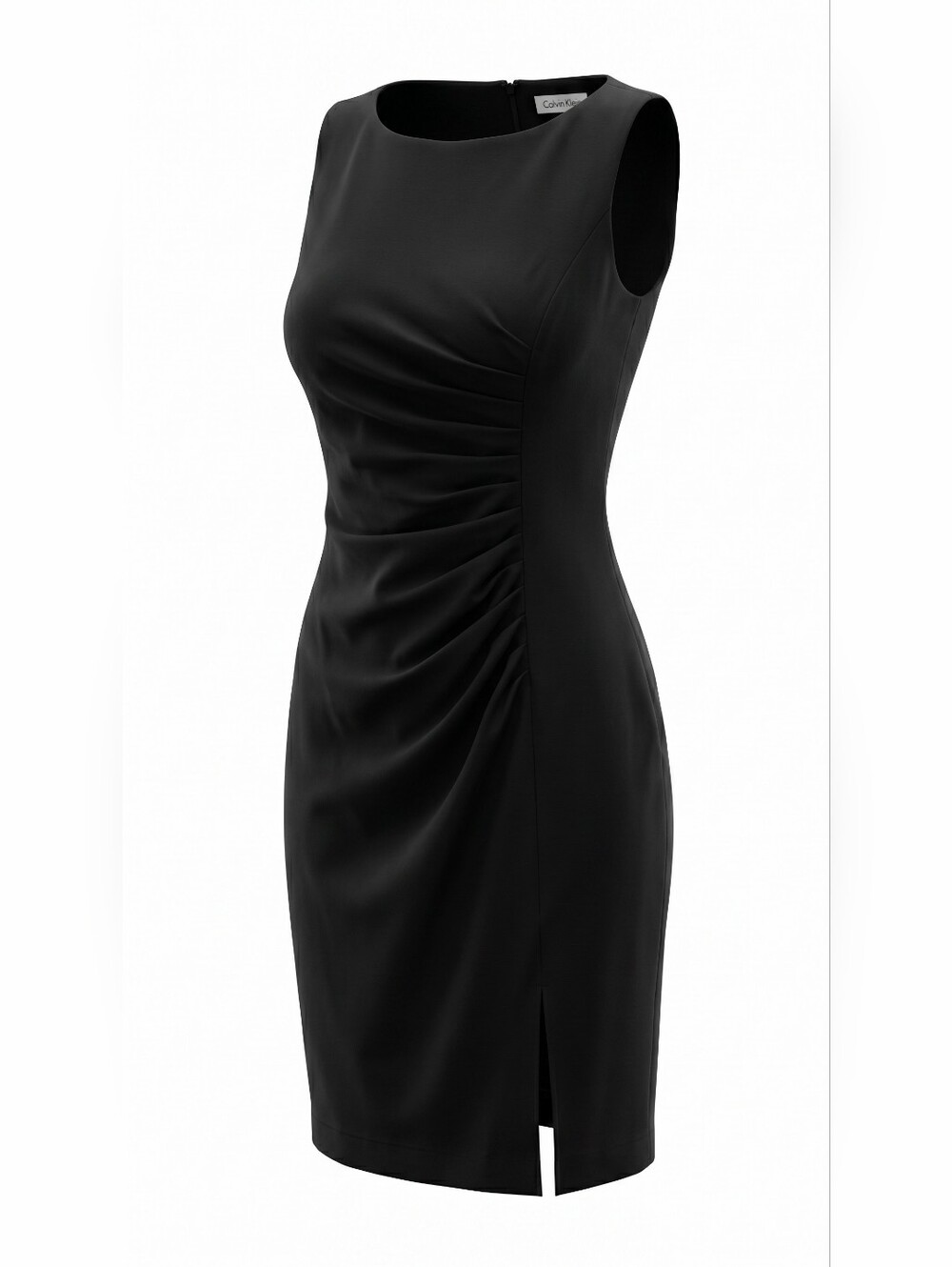 Calvin Klein Black Ruched Sheath Midi Dress Sleeveless Cocktail Party Formal